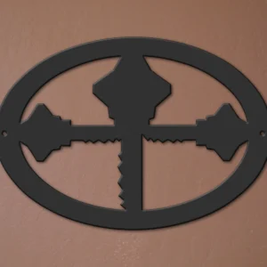 9" 3 Keys Cross Oval